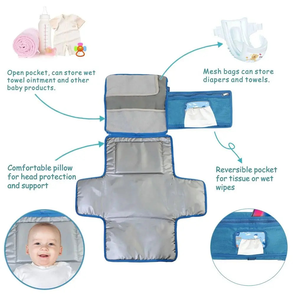 Portable Waterproof Baby Changing Pad with Storage