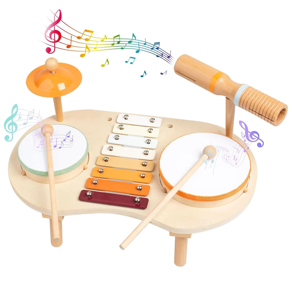 Wooden Kids Drum & Xylophone Set