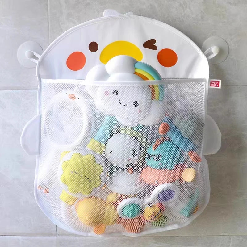 Bonita bolsa de almacenamiento de juguetes de baño con dibujos de animales y ventosas
