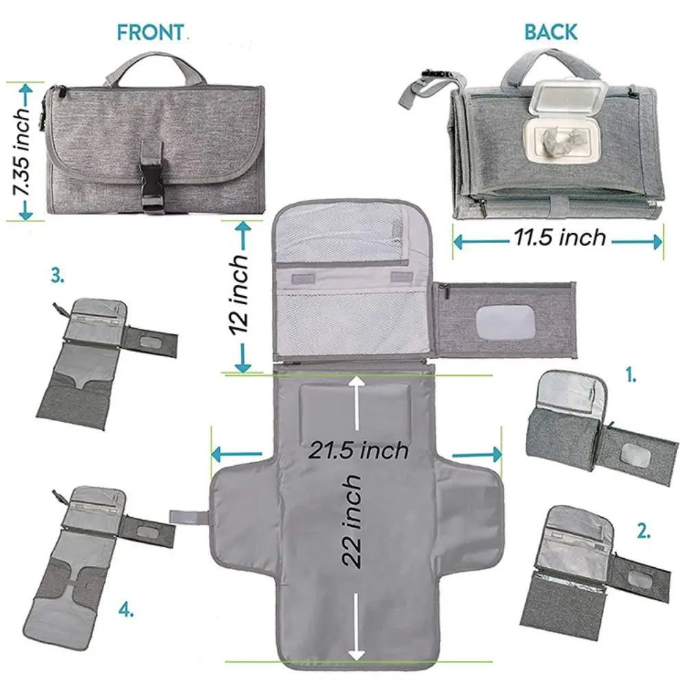 Portable Waterproof Baby Changing Pad with Storage
