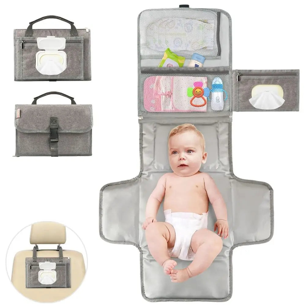 Portable Waterproof Baby Changing Pad with Storage