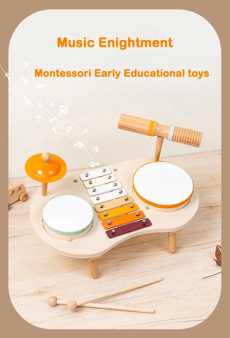 Wooden Kids Drum & Xylophone Set