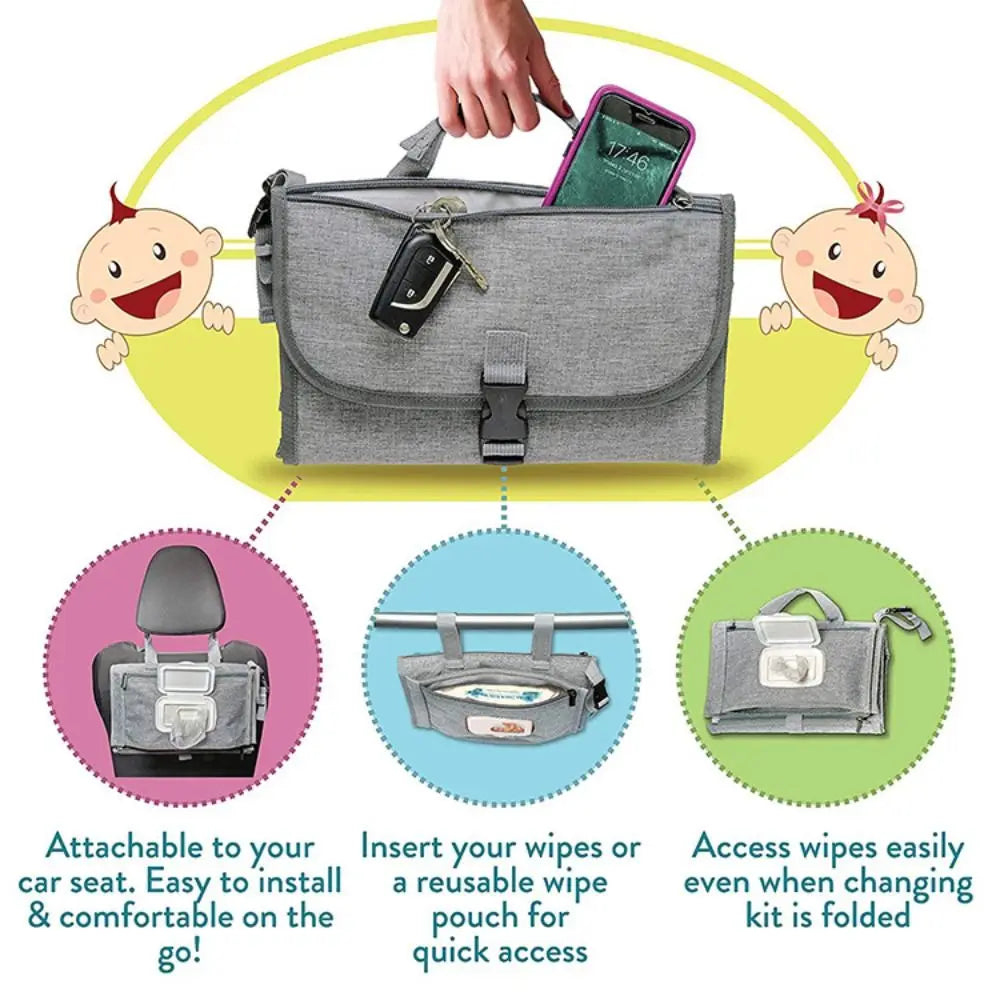 Portable Waterproof Baby Changing Pad with Storage