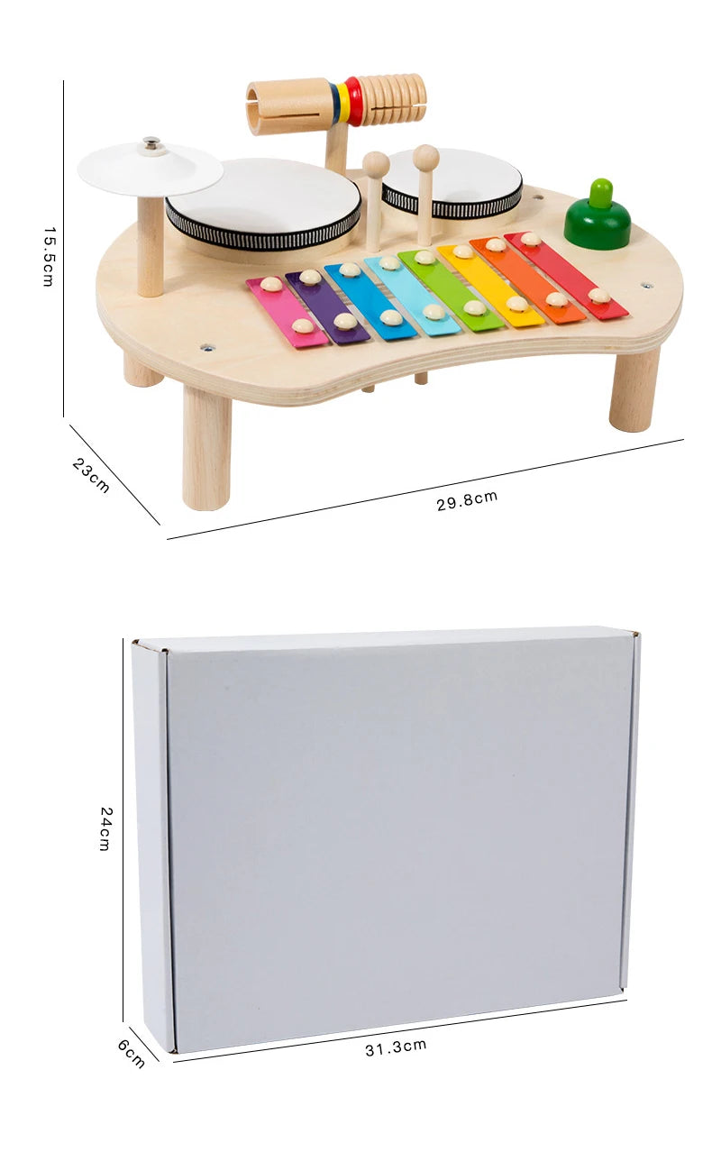 Wooden Kids Drum & Xylophone Set