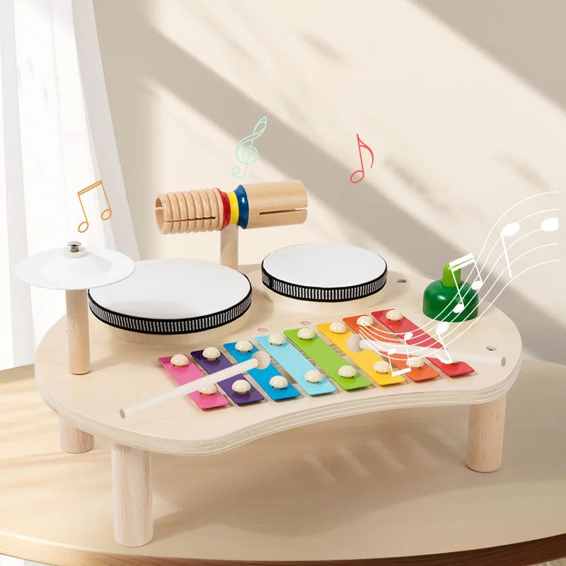 Wooden Kids Drum & Xylophone Set