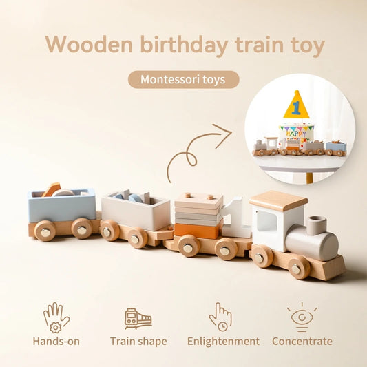 Juguete Montessori de tren de madera