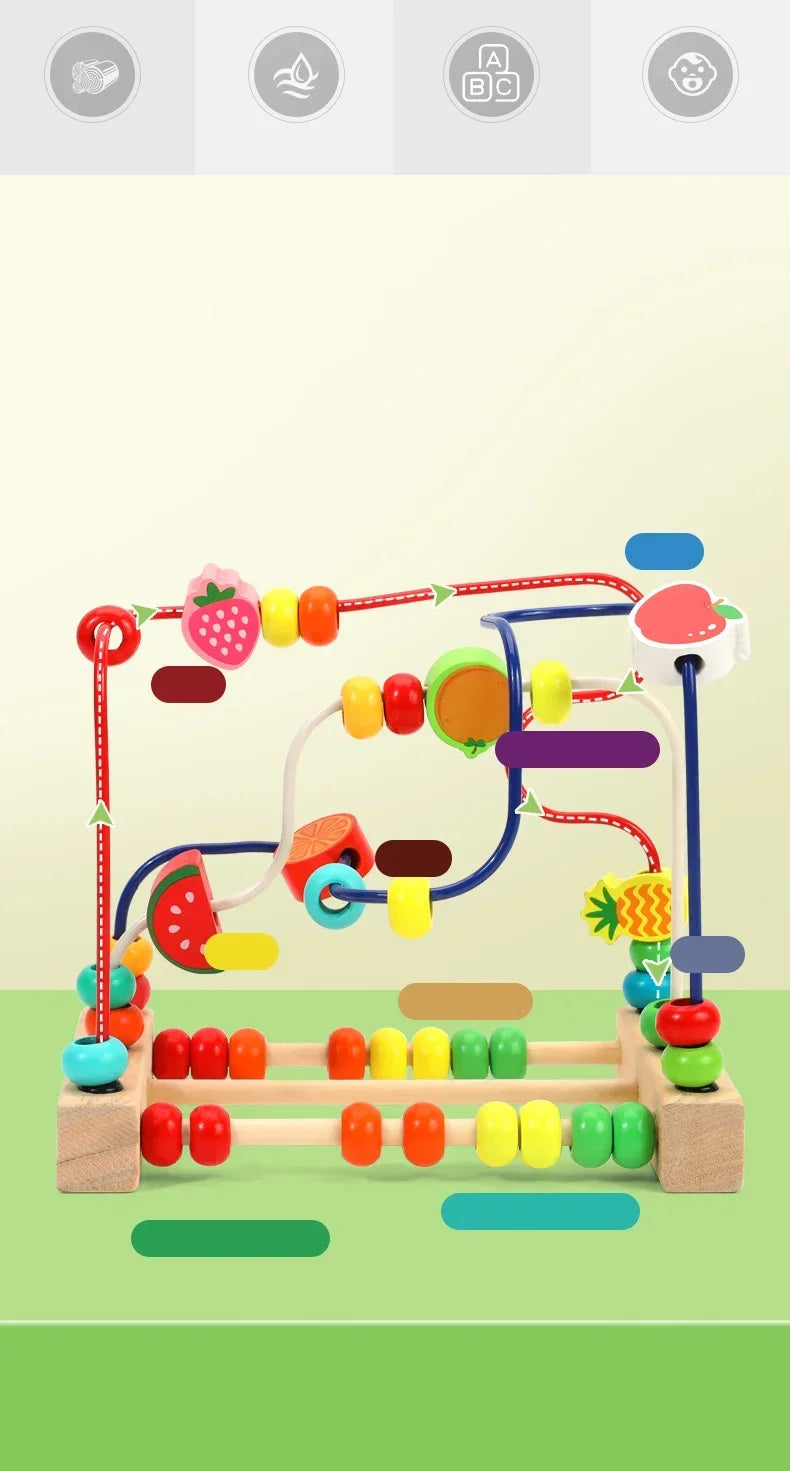 Montessori Wooden Fruit Beads Puzzle