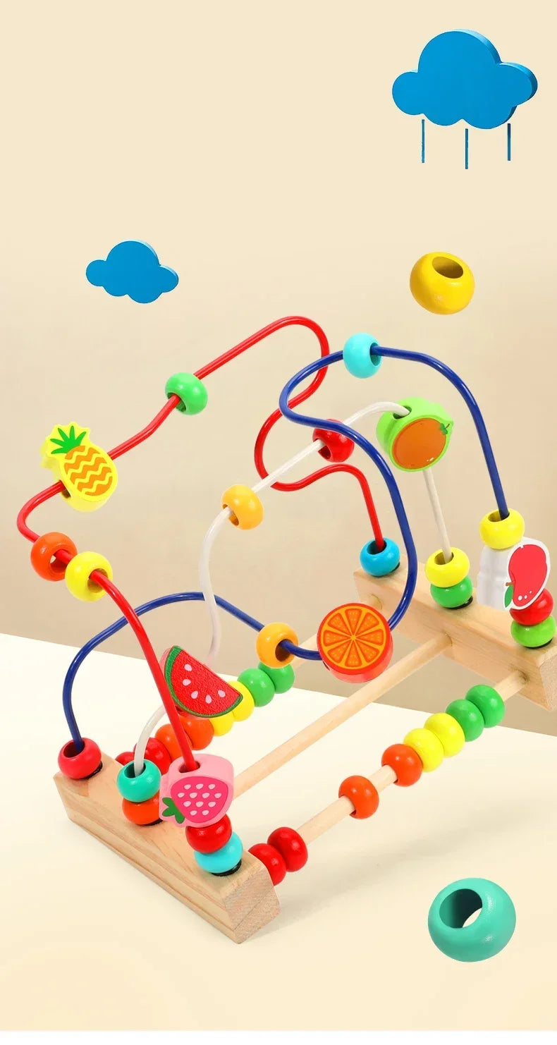 Montessori Wooden Fruit Beads Puzzle
