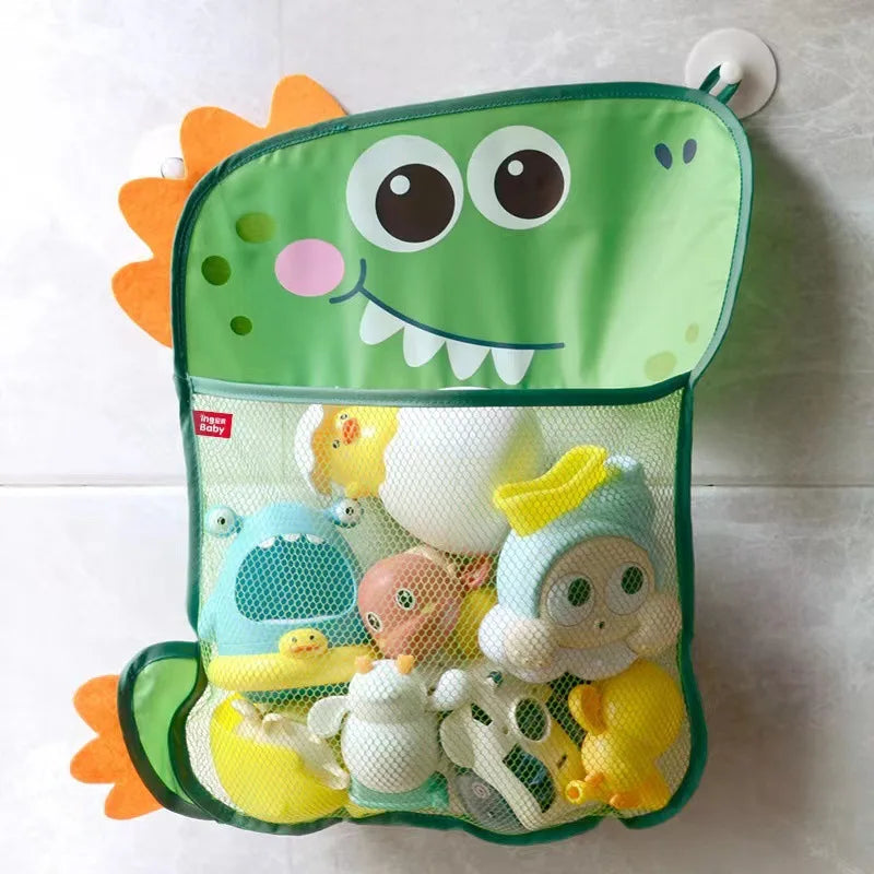 Bonita bolsa de almacenamiento de juguetes de baño con dibujos de animales y ventosas