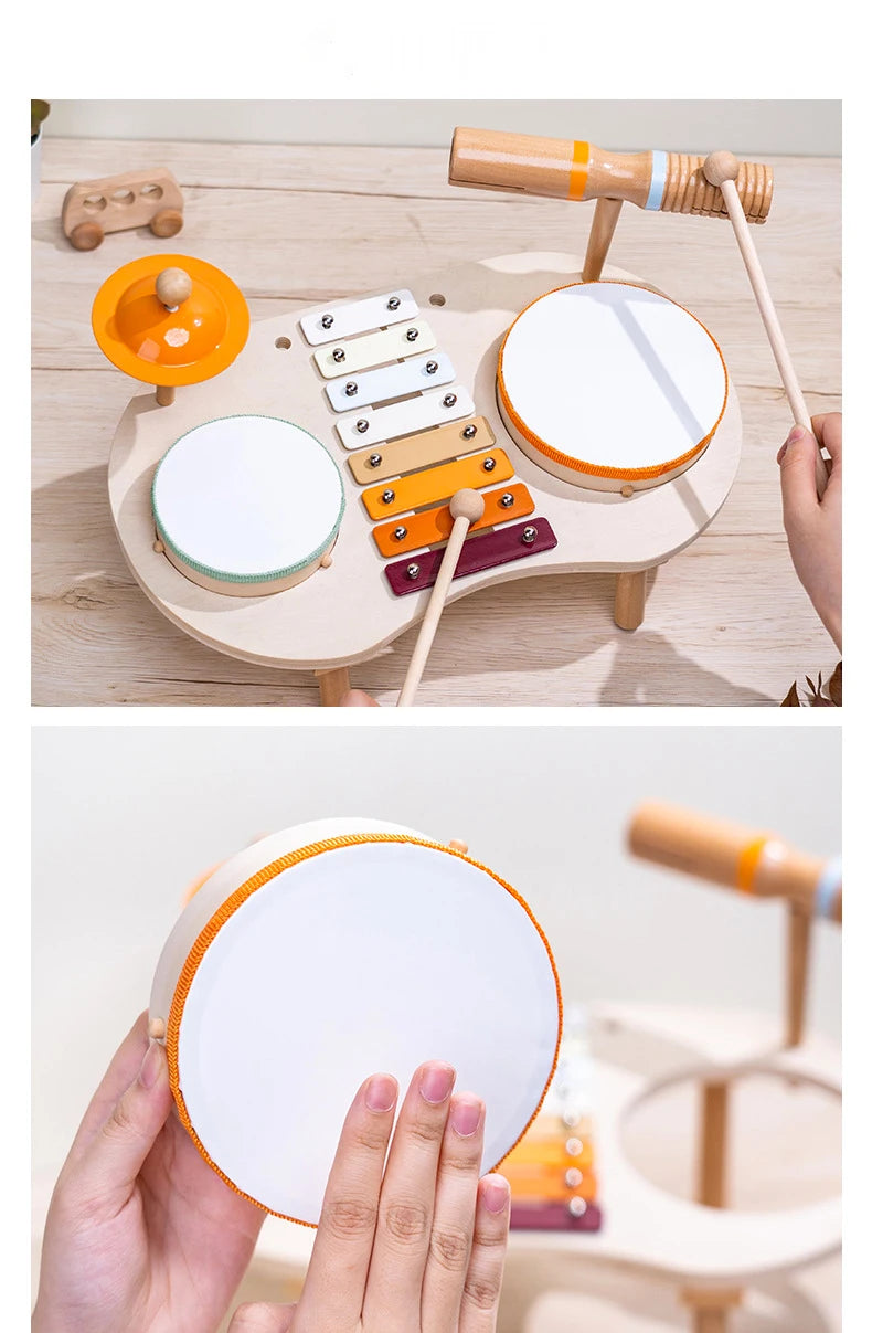 Wooden Kids Drum & Xylophone Set