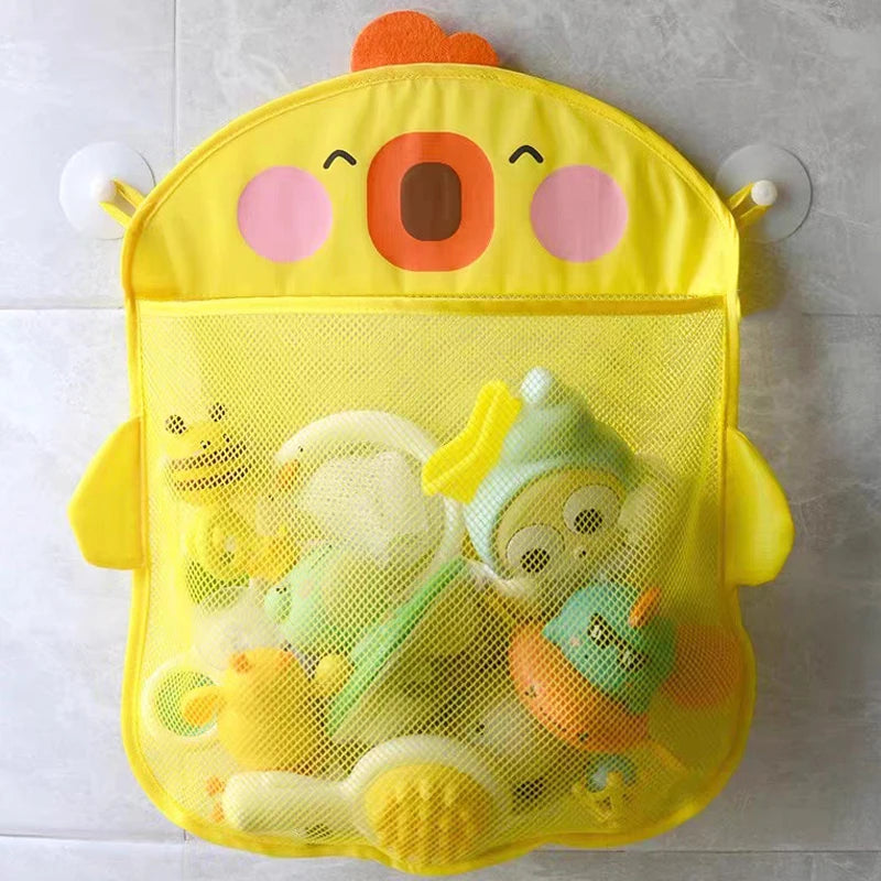 Bonita bolsa de almacenamiento de juguetes de baño con dibujos de animales y ventosas