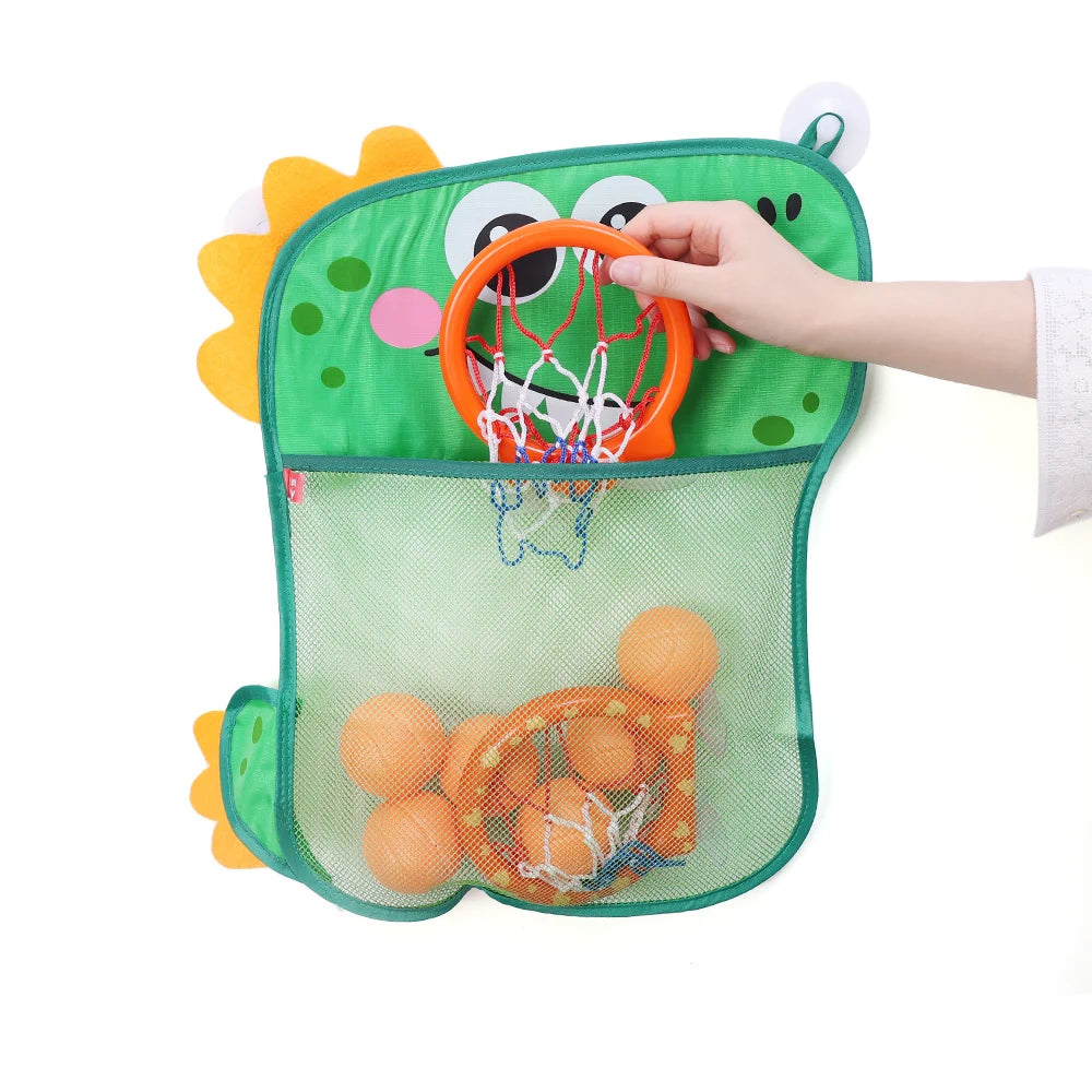 Bonita bolsa de almacenamiento de juguetes de baño con dibujos de animales y ventosas