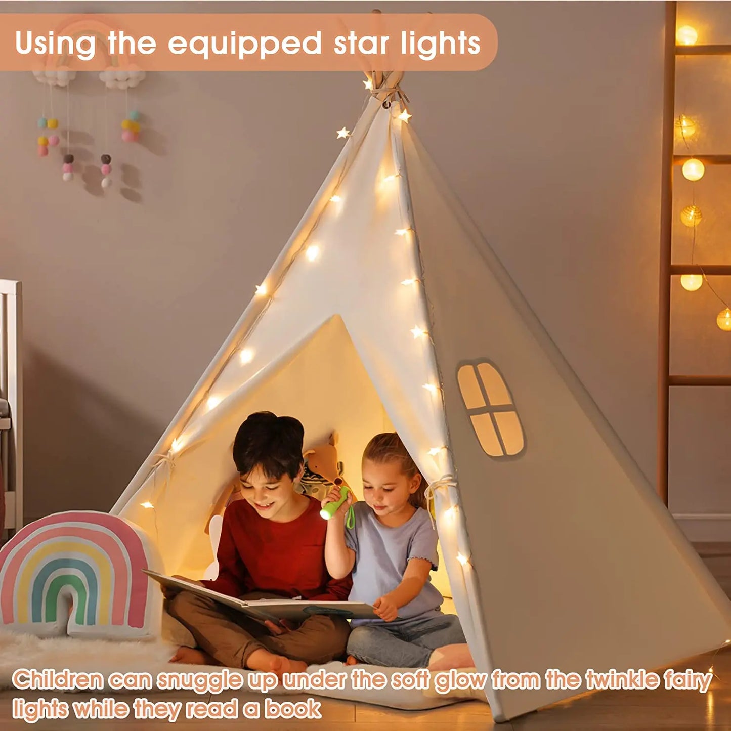Kids Teepee Tent with LED Lights