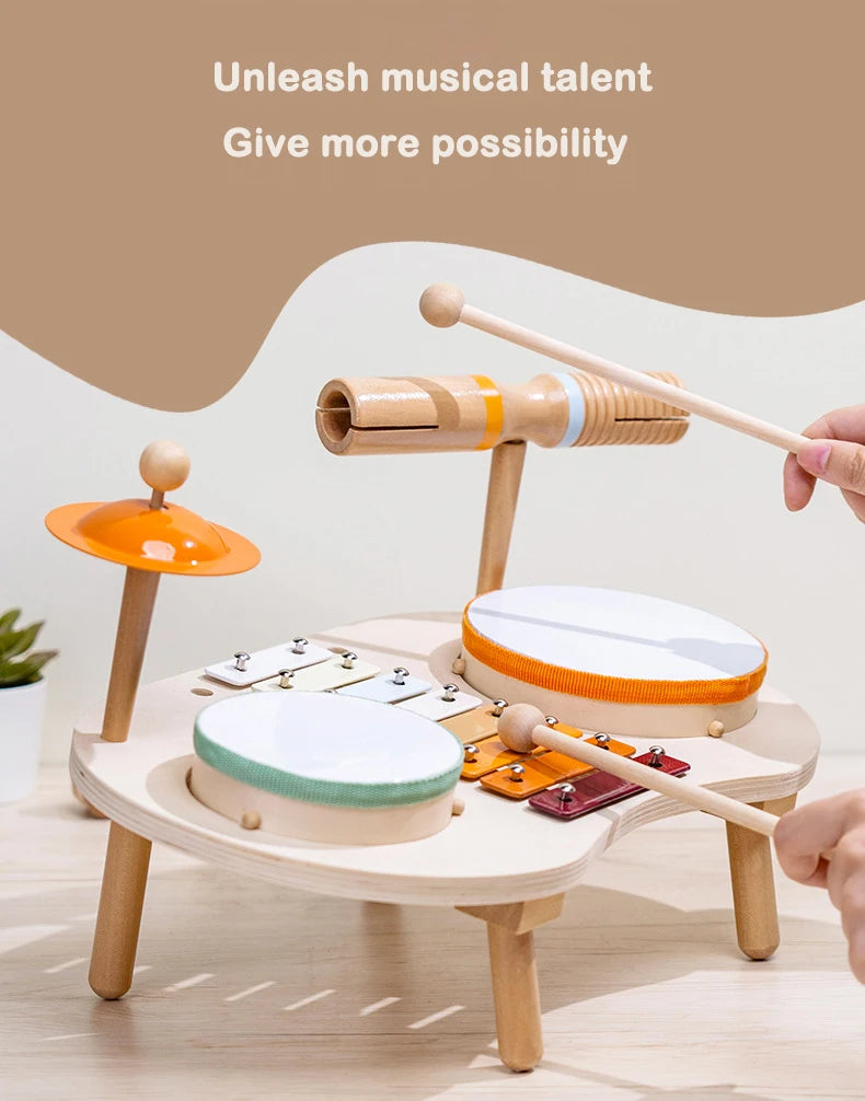 Wooden Kids Drum & Xylophone Set