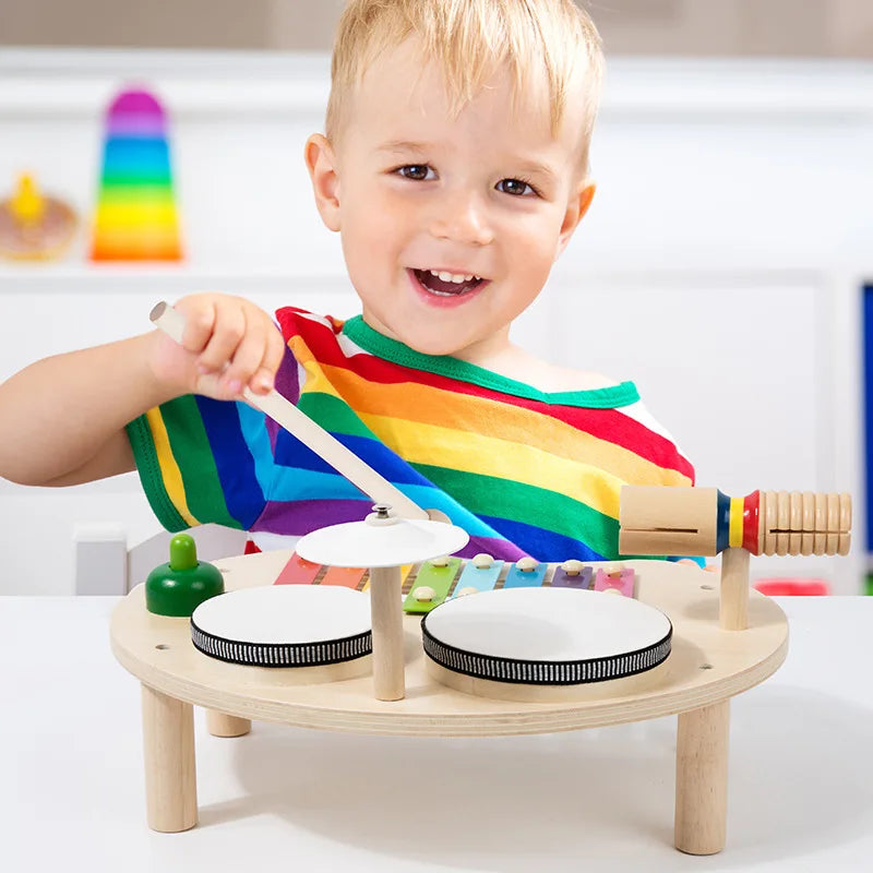 Wooden Kids Drum & Xylophone Set