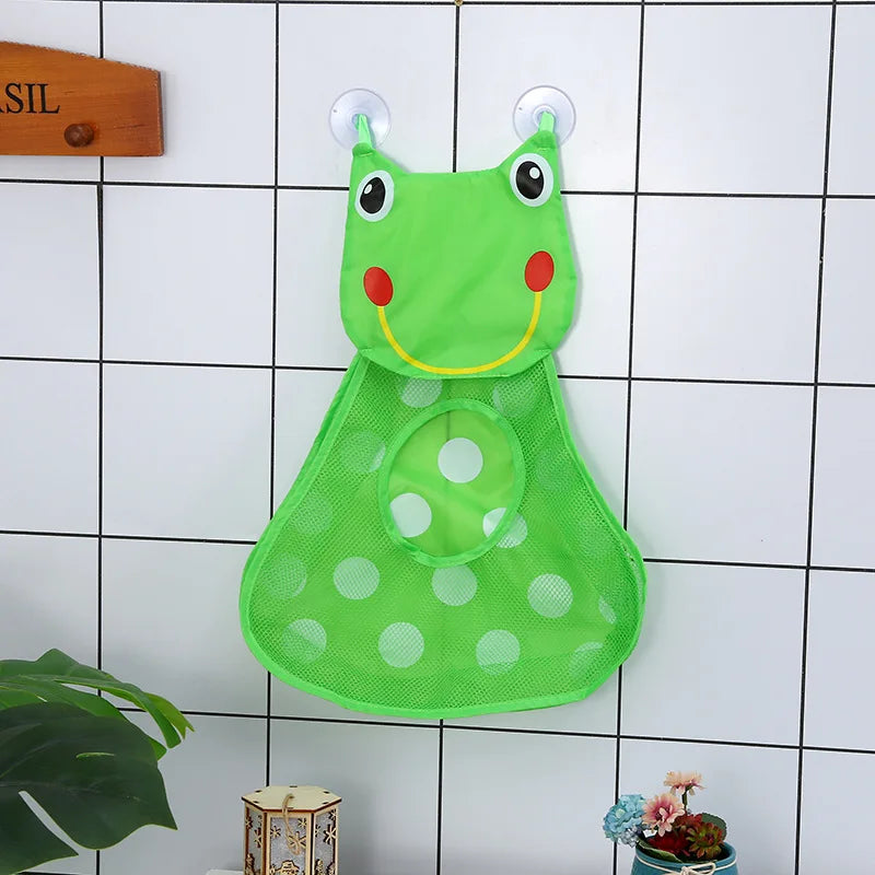 Bonita bolsa de almacenamiento de juguetes de baño con dibujos de animales y ventosas