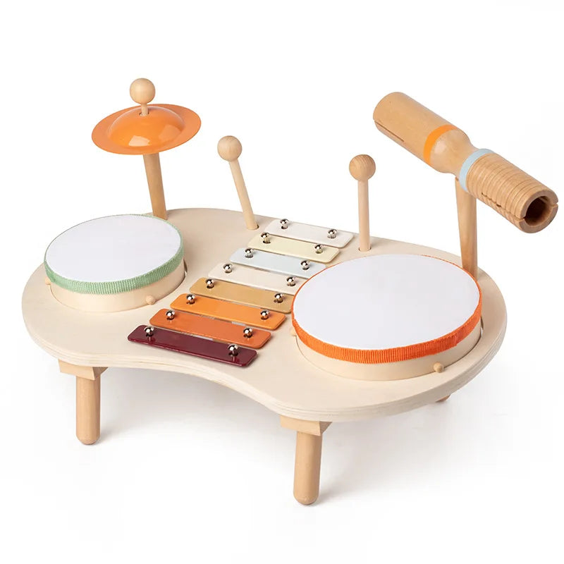 Wooden Kids Drum & Xylophone Set