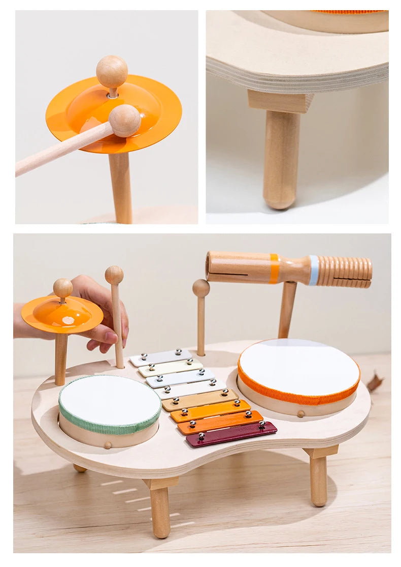 Wooden Kids Drum & Xylophone Set
