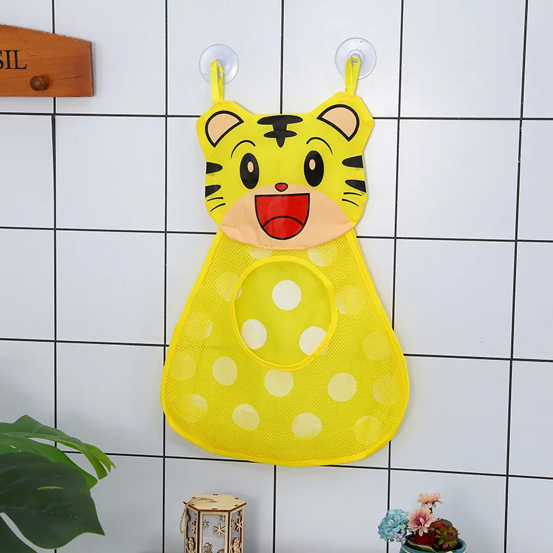 Bonita bolsa de almacenamiento de juguetes de baño con dibujos de animales y ventosas