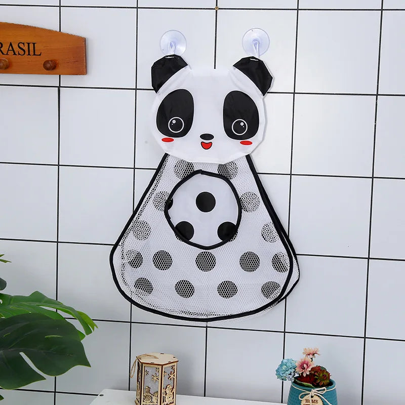 Bonita bolsa de almacenamiento de juguetes de baño con dibujos de animales y ventosas