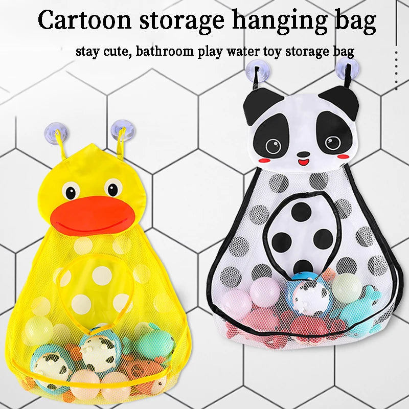 Bonita bolsa de almacenamiento de juguetes de baño con dibujos de animales y ventosas