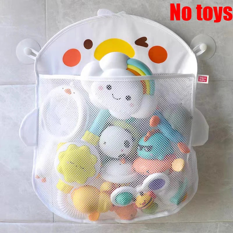 Bonita bolsa de almacenamiento de juguetes de baño con dibujos de animales y ventosas