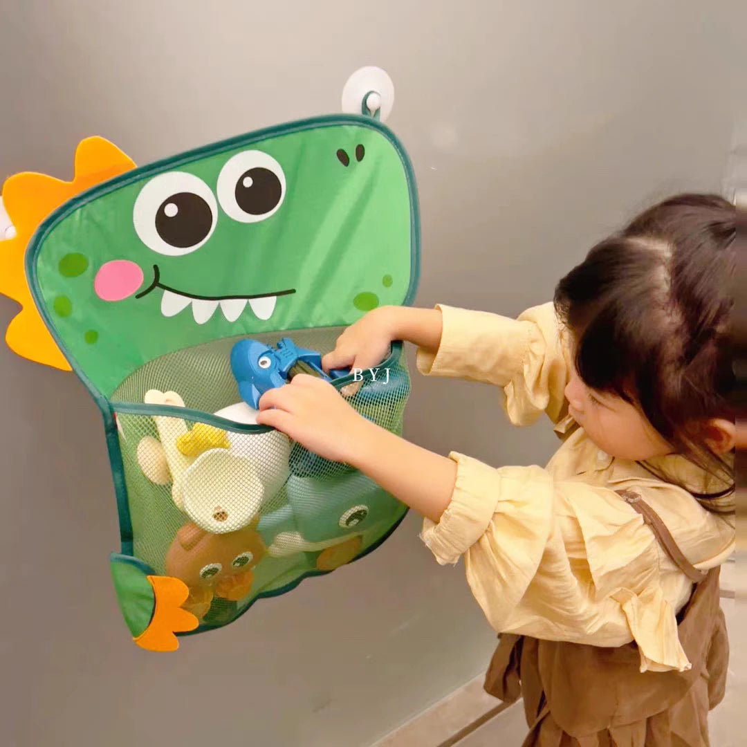 Bonita bolsa de almacenamiento de juguetes de baño con dibujos de animales y ventosas