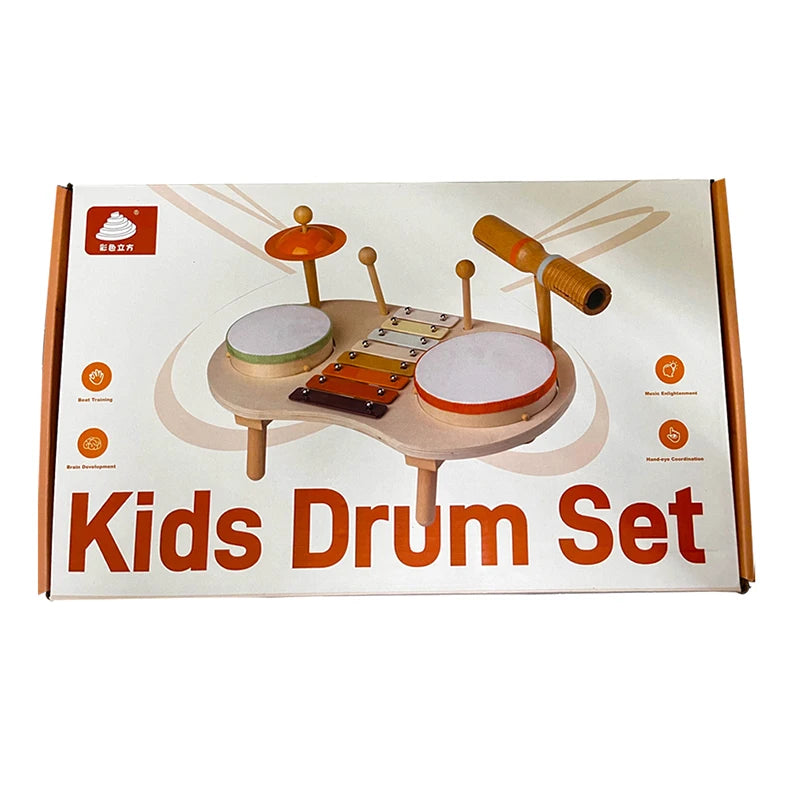 Wooden Kids Drum & Xylophone Set