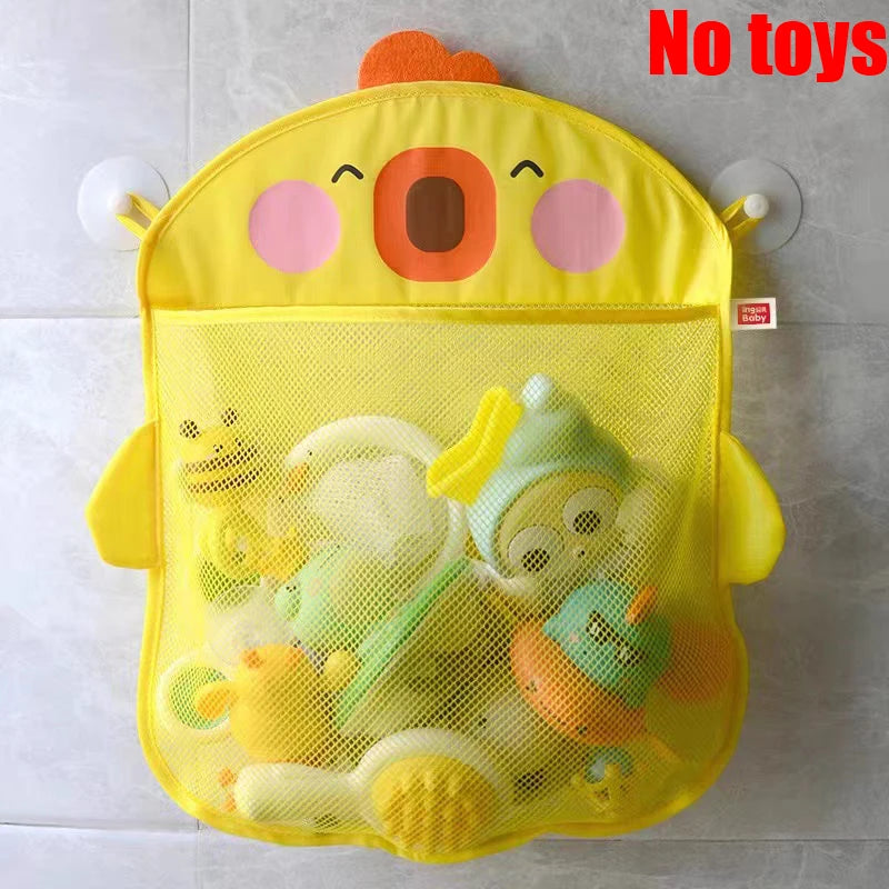 Bonita bolsa de almacenamiento de juguetes de baño con dibujos de animales y ventosas