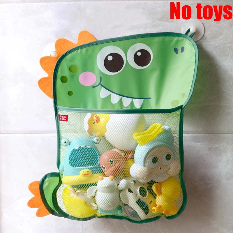 Bonita bolsa de almacenamiento de juguetes de baño con dibujos de animales y ventosas