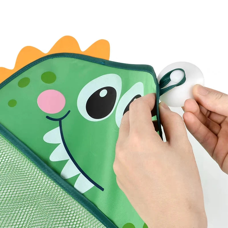 Bonita bolsa de almacenamiento de juguetes de baño con dibujos de animales y ventosas