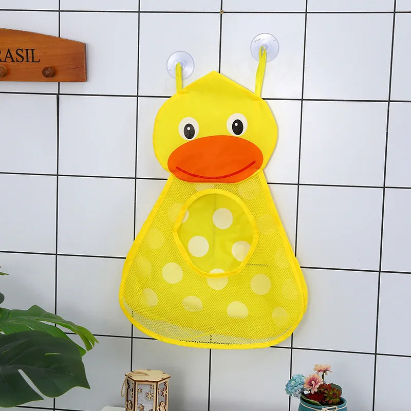 Bonita bolsa de almacenamiento de juguetes de baño con dibujos de animales y ventosas