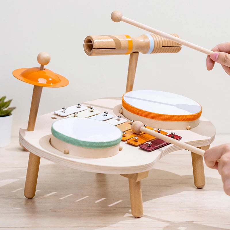 Wooden Kids Drum & Xylophone Set